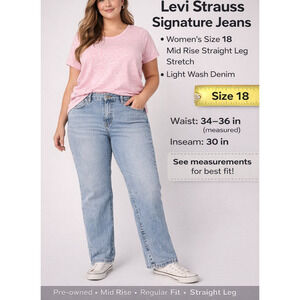 Levi Strauss Signature Jeans Misses 18 Medium Mid Rise Straight Leg Stretch